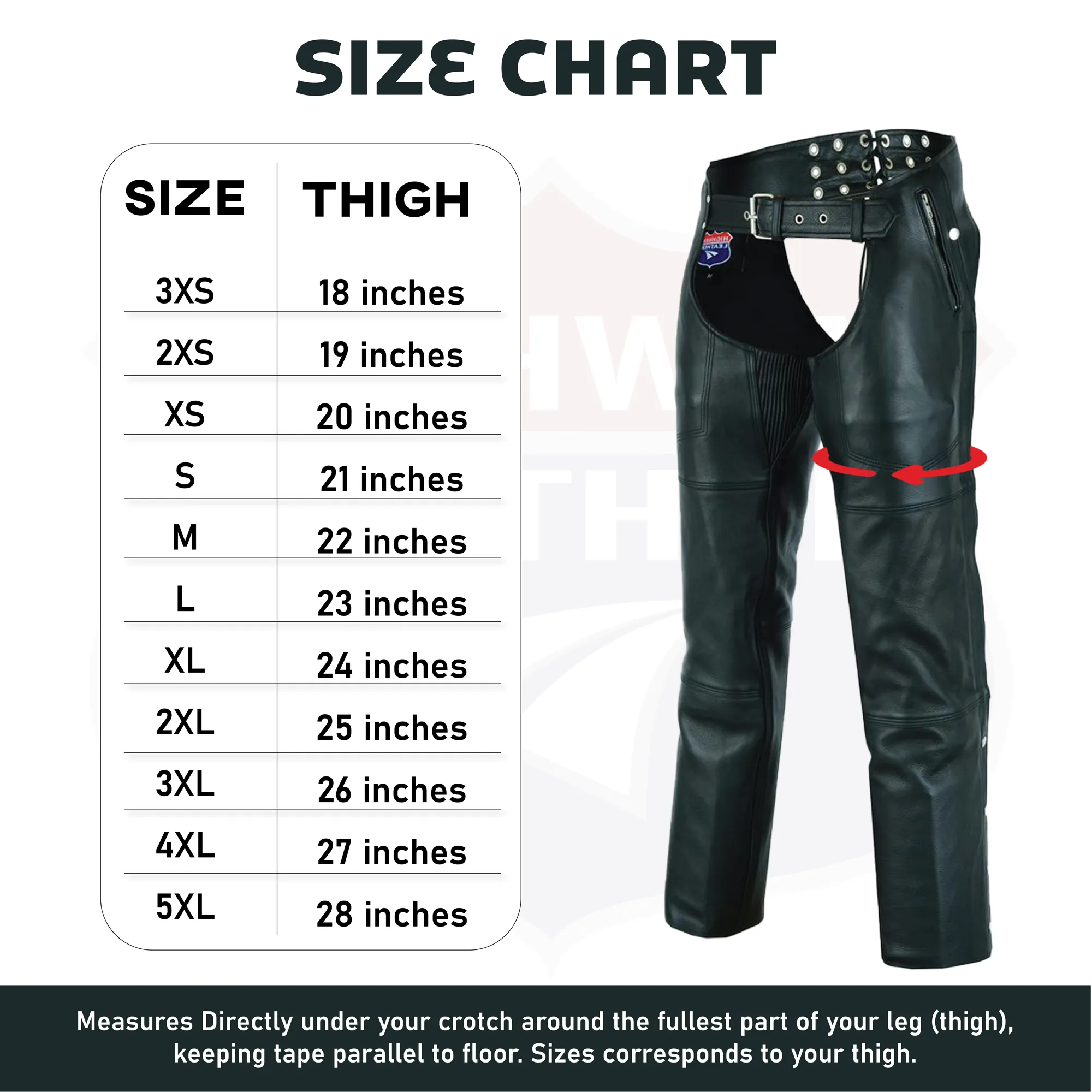 HL12840NKD Heavy Buffalo Leather Lined Chaps Motorcycle Riding Biker Chap Black