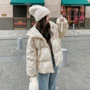 Hooded Striped Down Jacket