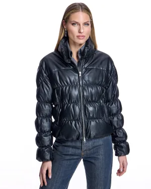 Horizontal Rouched Leather Jacket