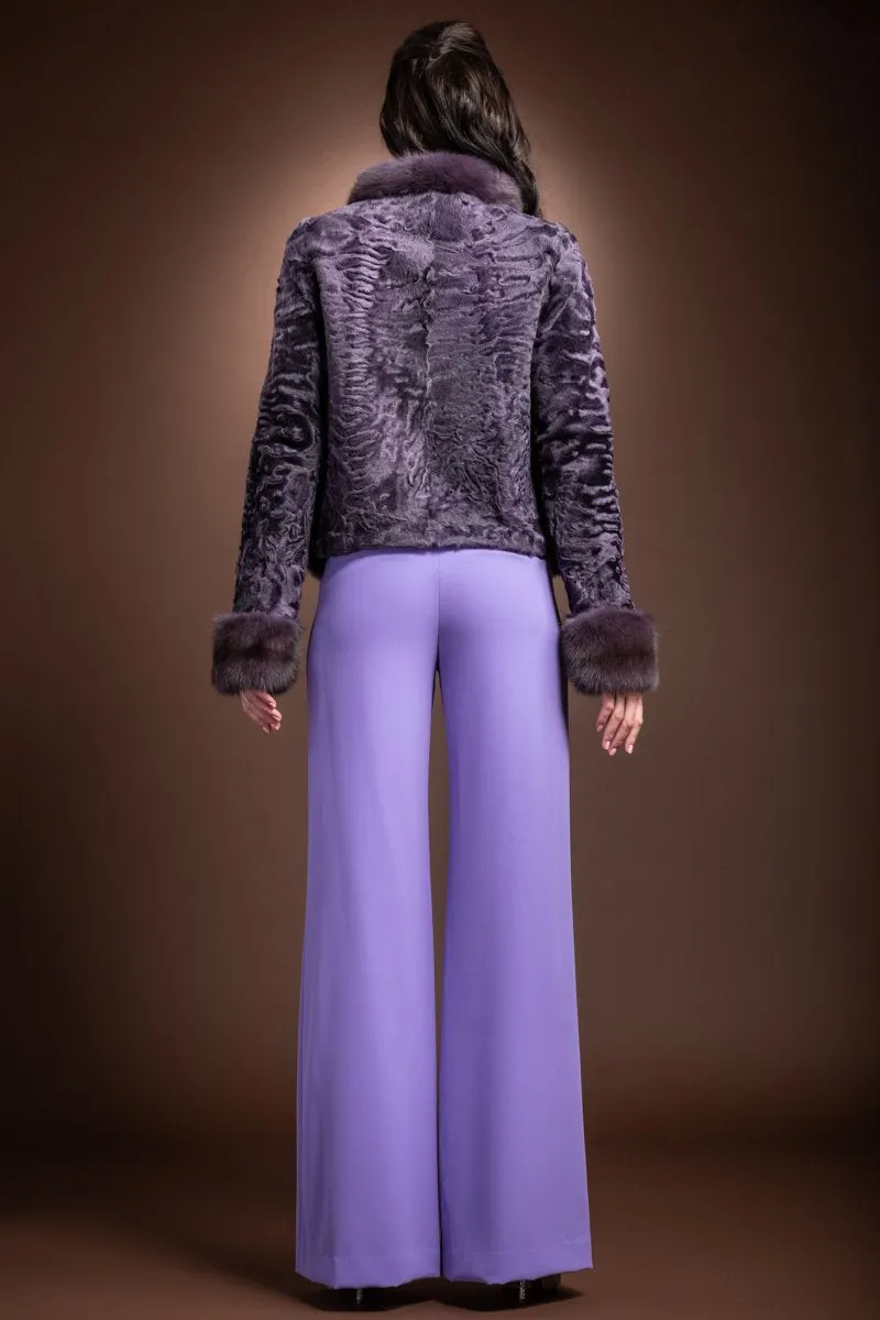 Horizontal Zip Up Sable and Karakul Fur Jacket
