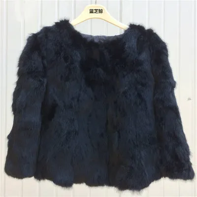 Hot Women Real Rabbit Fur Coat Natural Rex Rabbit Fur Coat O-Neck Fashion Slim Thin Rabbit Fur Coat Full Pelt Genuine Fur Jacket