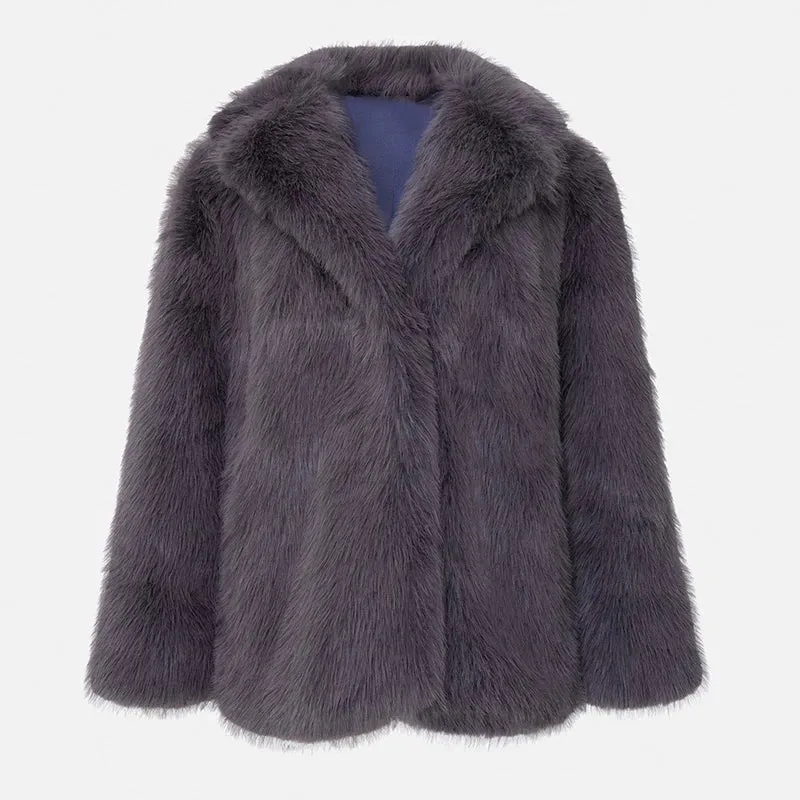 Iconic Luxury Brand Fashion Fluffy Furry Faux Fur Jacket Women Winter Shaggy Overcoats Thick Warm Long Fox Fur Coat Outerwear