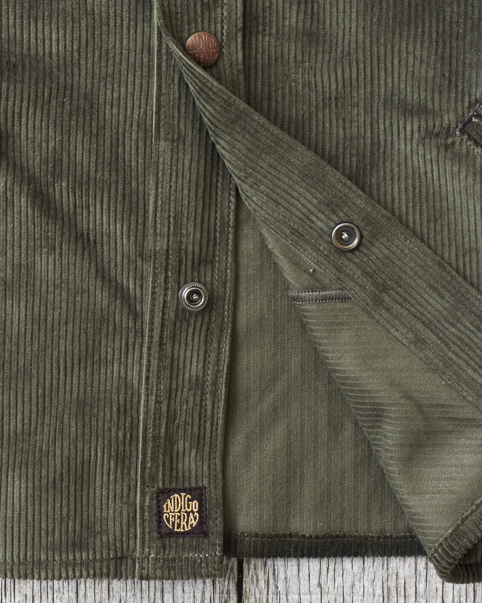Indigofera Fargo Trucker 8W Corduroy Jacket Green