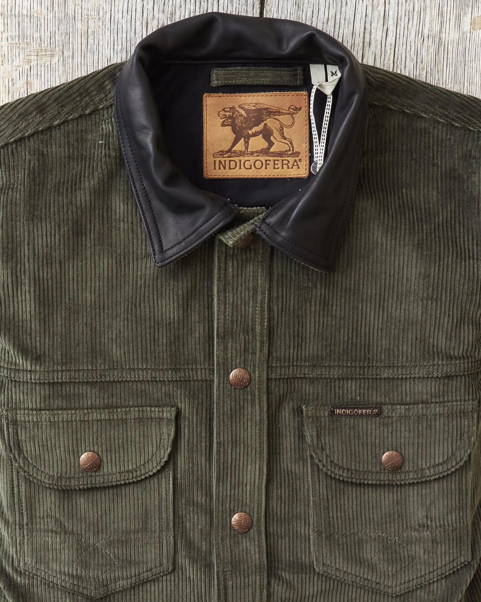 Indigofera Fargo Trucker 8W Corduroy Jacket Green