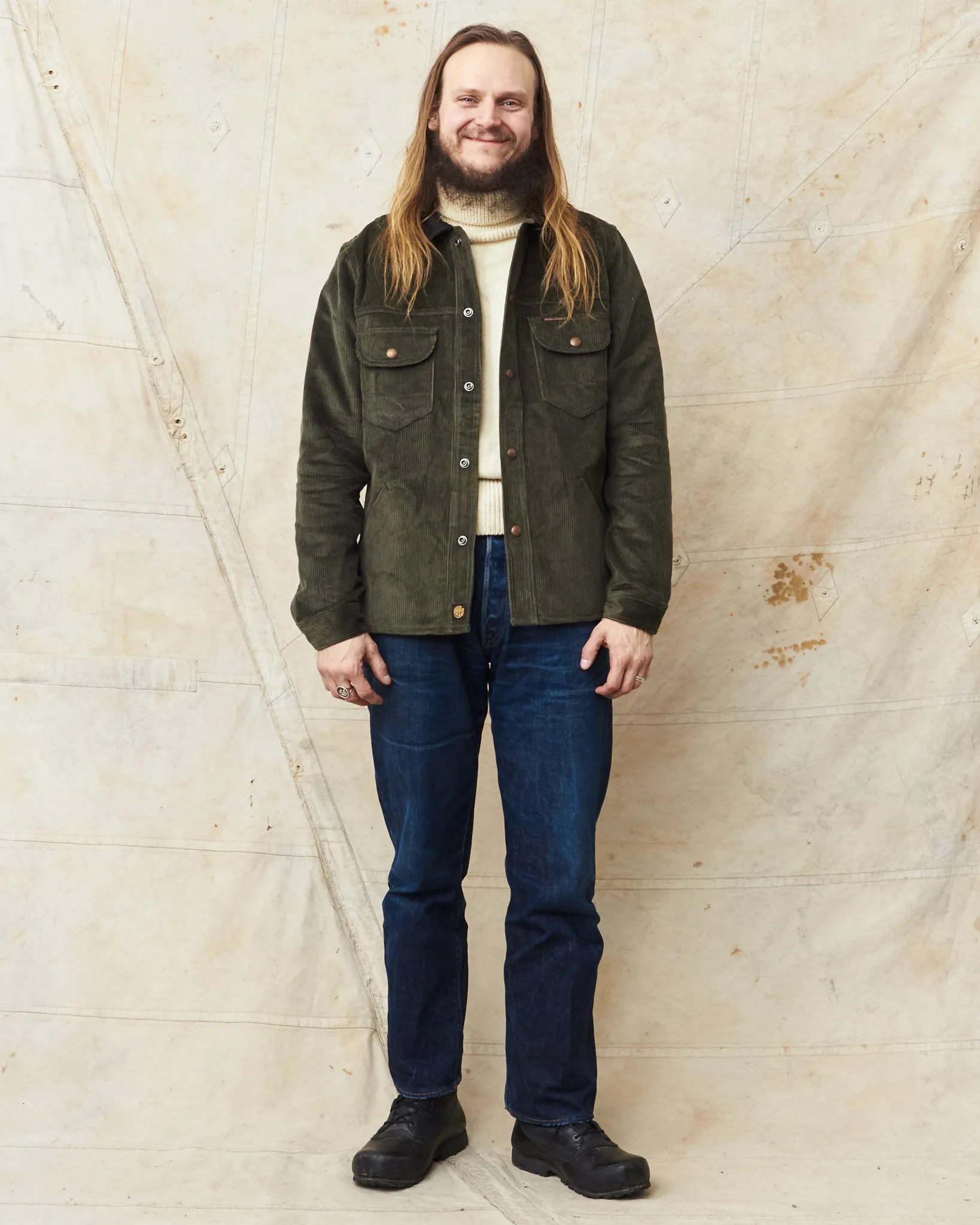 Indigofera Fargo Trucker 8W Corduroy Jacket Green