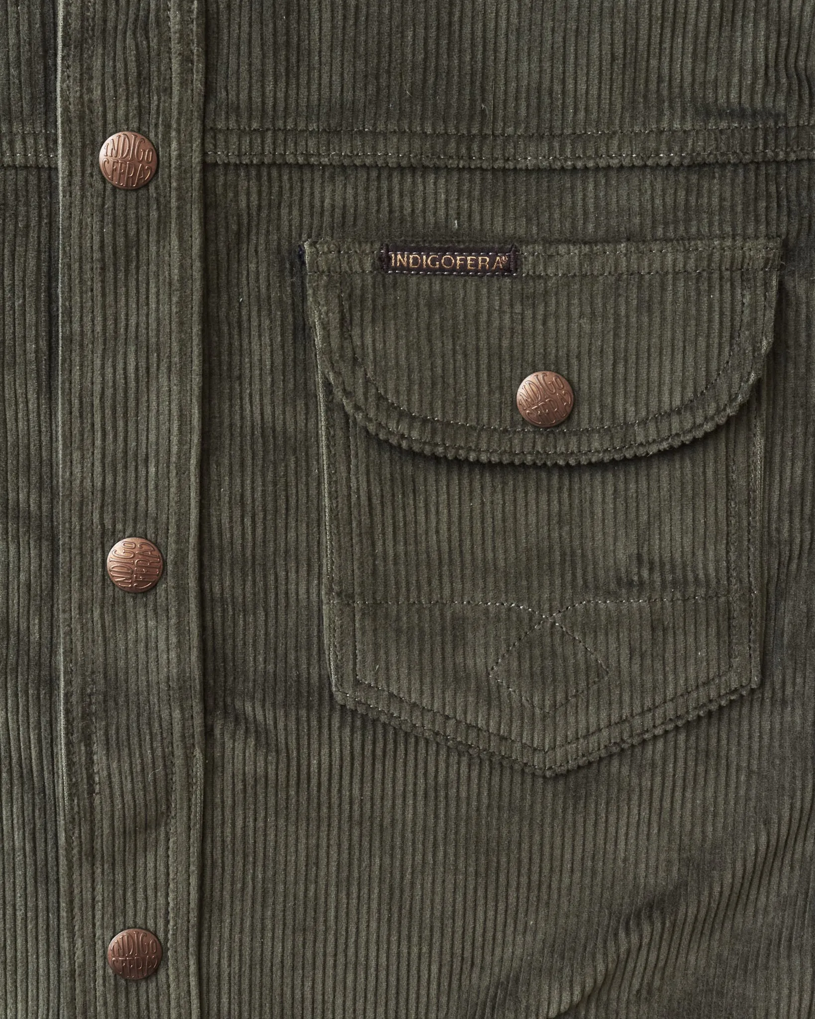 Indigofera Fargo Trucker 8W Corduroy Jacket Green