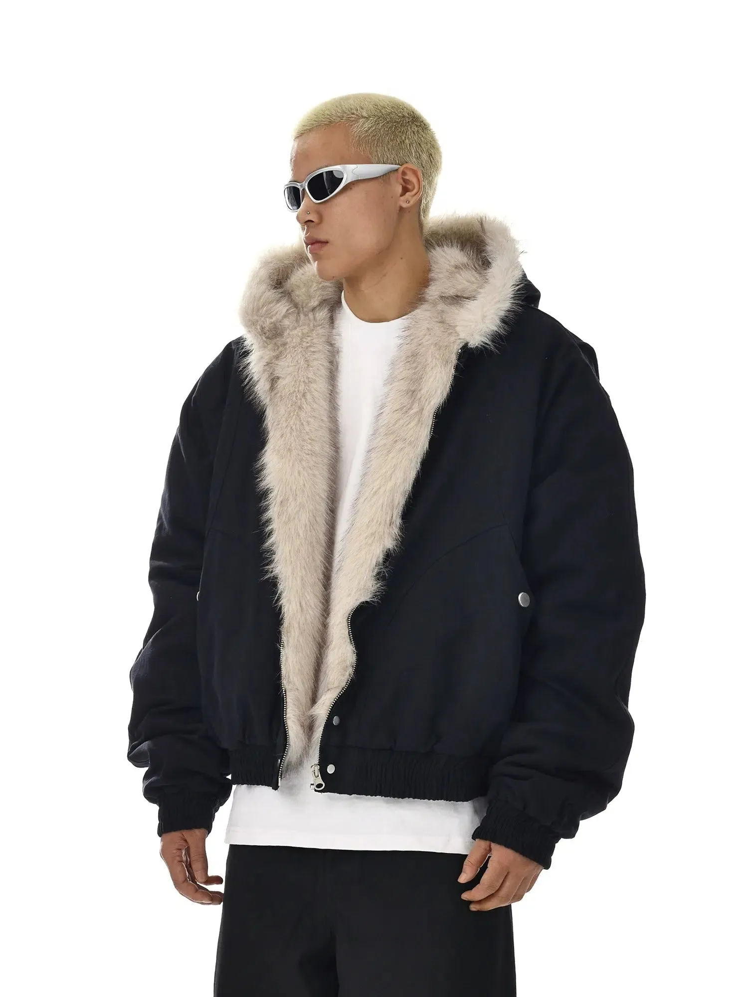 Insulated Jacket with Faux Fur Hood Trim