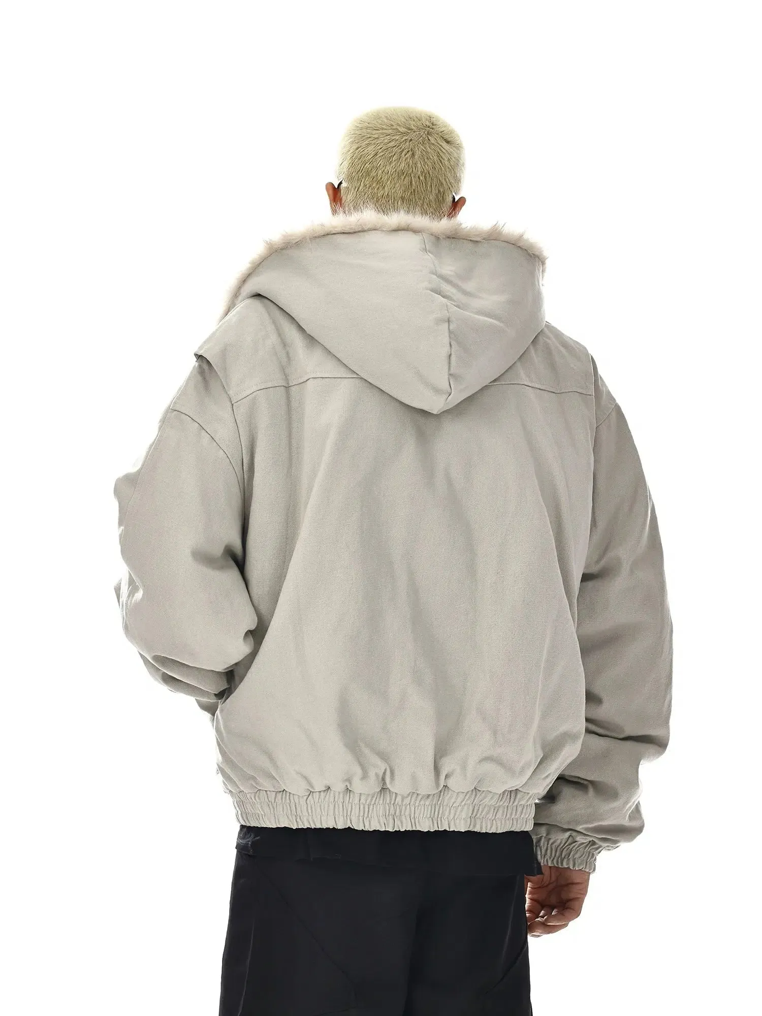 Insulated Jacket with Faux Fur Hood Trim