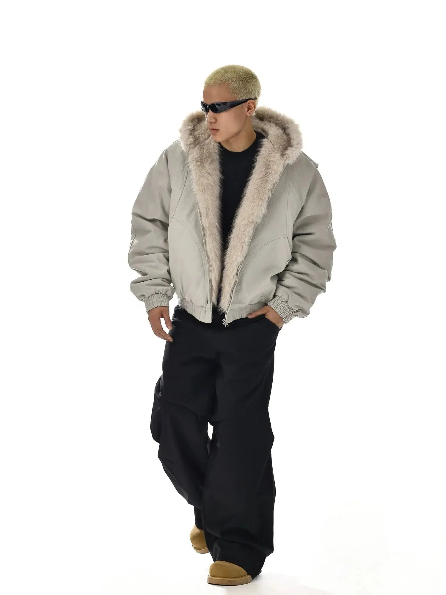 Insulated Jacket with Faux Fur Hood Trim