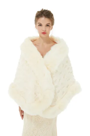 Ivory Faux Fur Wedding Shawl For Bride