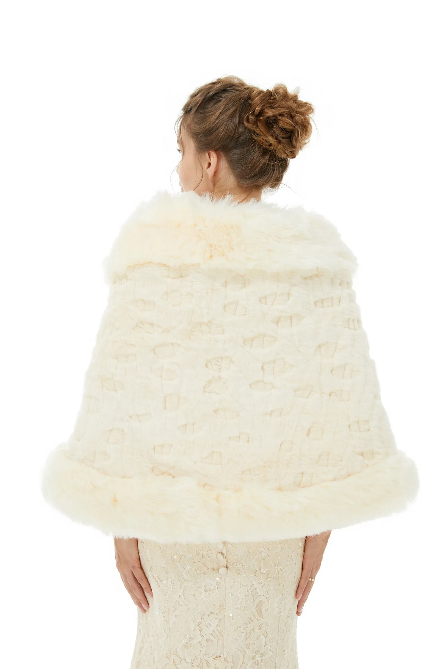Ivory Faux Fur Wedding Shawl For Bride