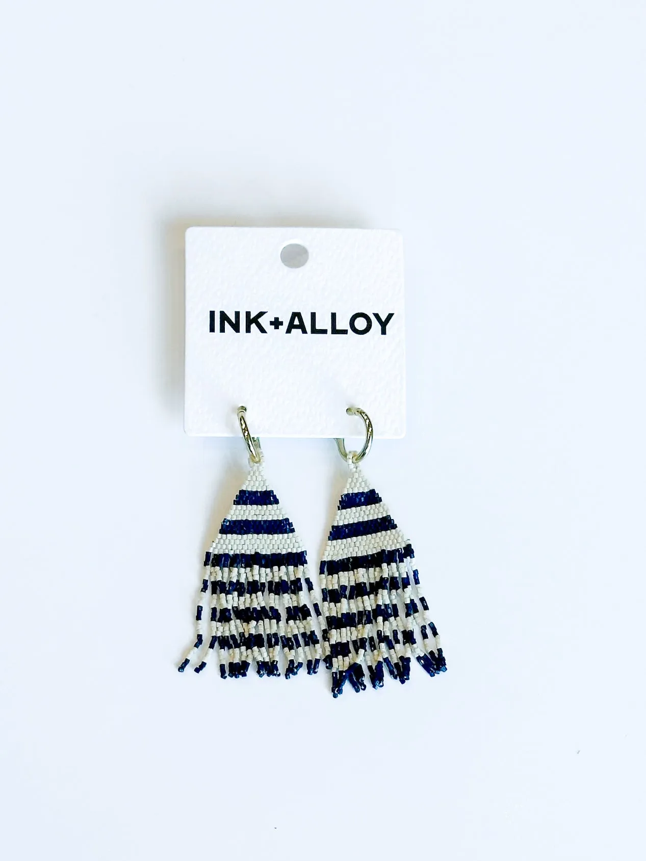 James Hoop Horizontal Stripes Beaded Earring