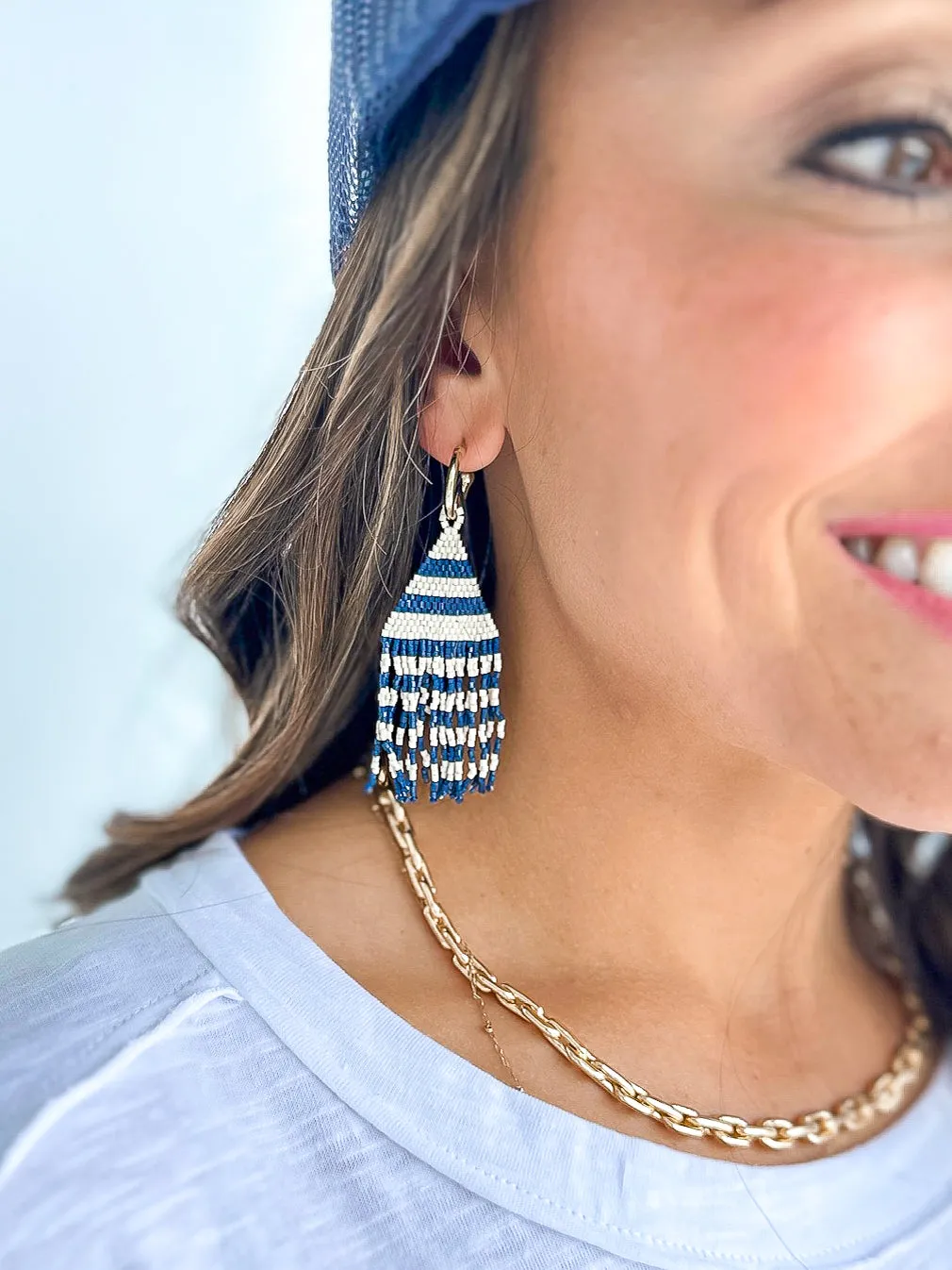 James Hoop Horizontal Stripes Beaded Earring