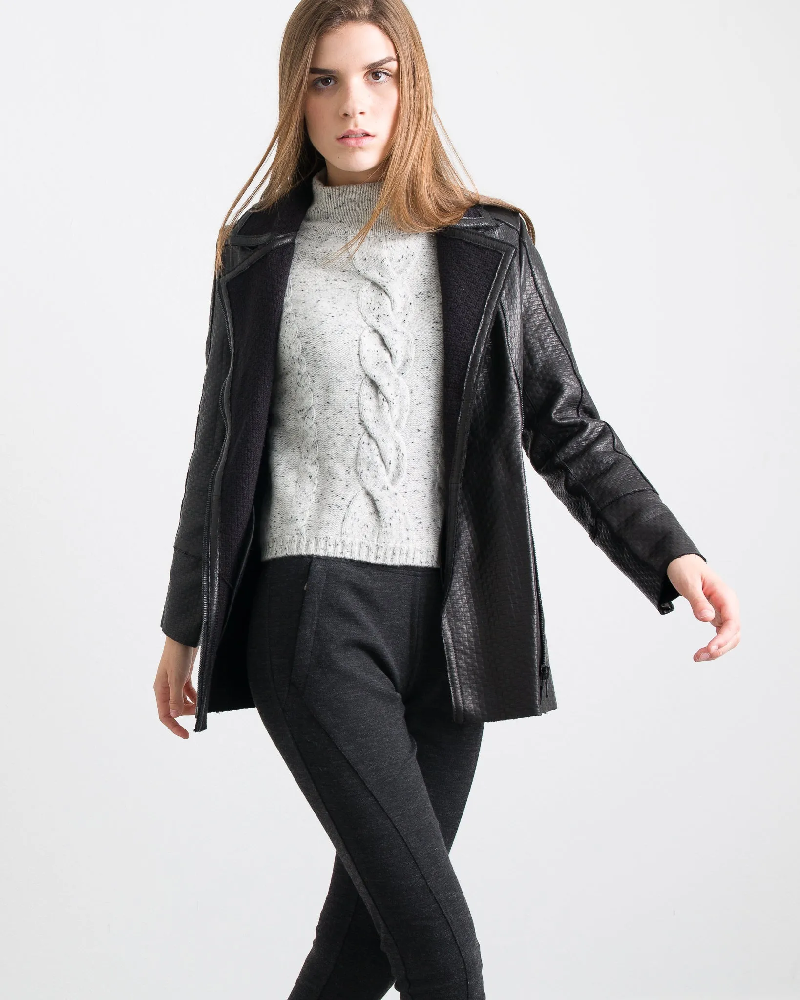 Janet Bonded Leather Coat