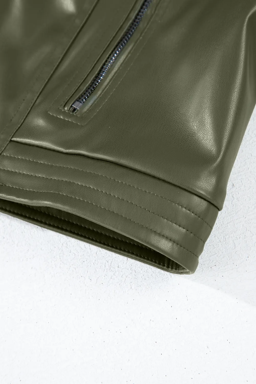 KaleaBoutique Solid Faux Leather Zipper Slim Fit Bomber Jacket