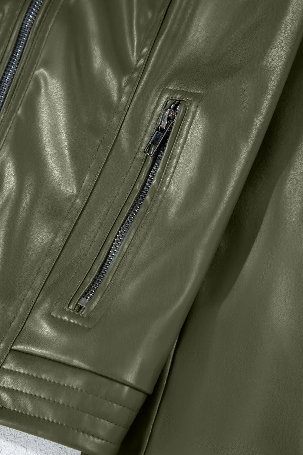 KaleaBoutique Solid Faux Leather Zipper Slim Fit Bomber Jacket