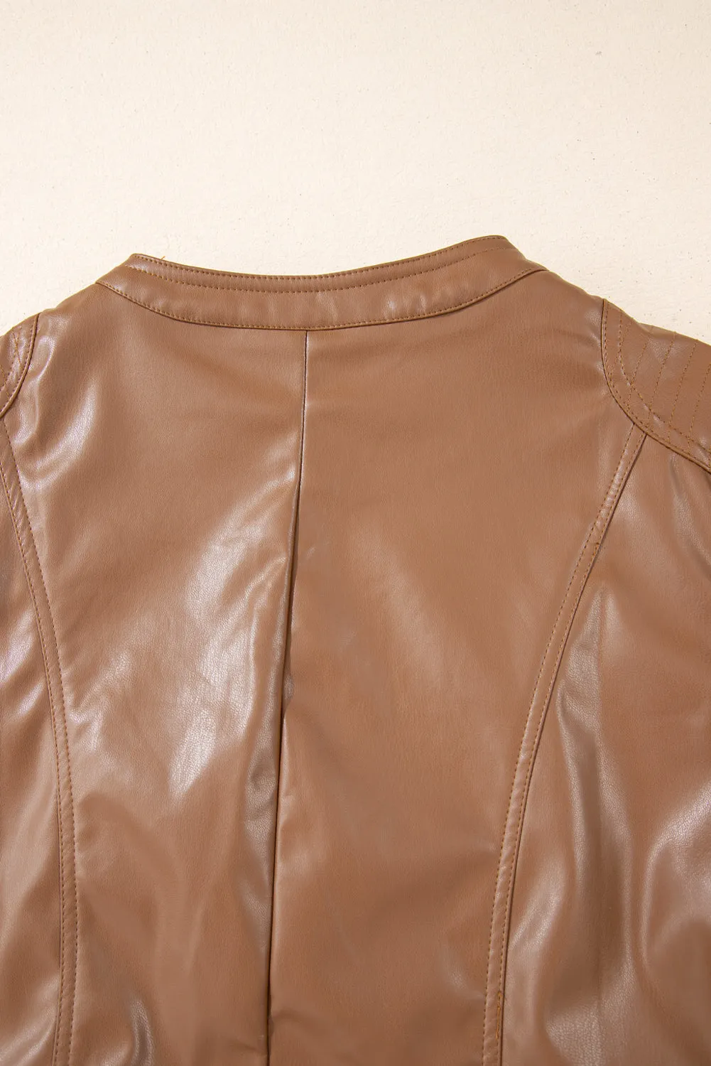 KaleaBoutique Solid Faux Leather Zipper Slim Fit Bomber Jacket