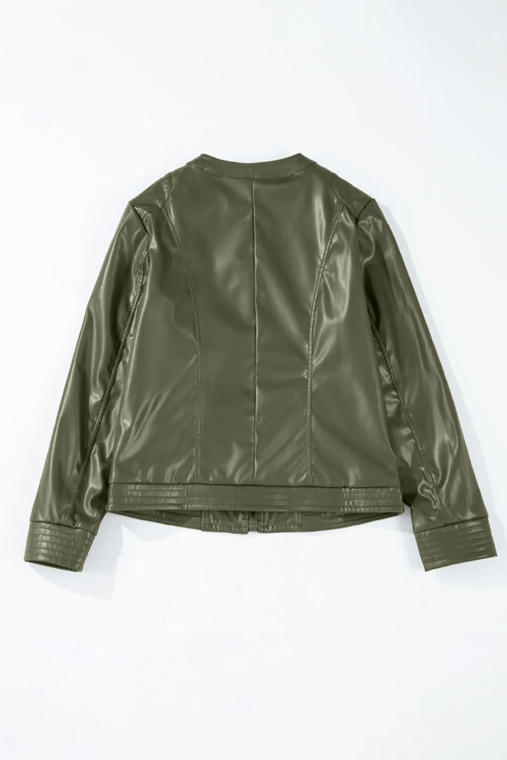 KaleaBoutique Solid Faux Leather Zipper Slim Fit Bomber Jacket