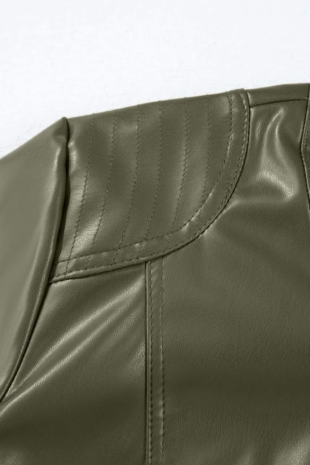 KaleaBoutique Solid Faux Leather Zipper Slim Fit Bomber Jacket