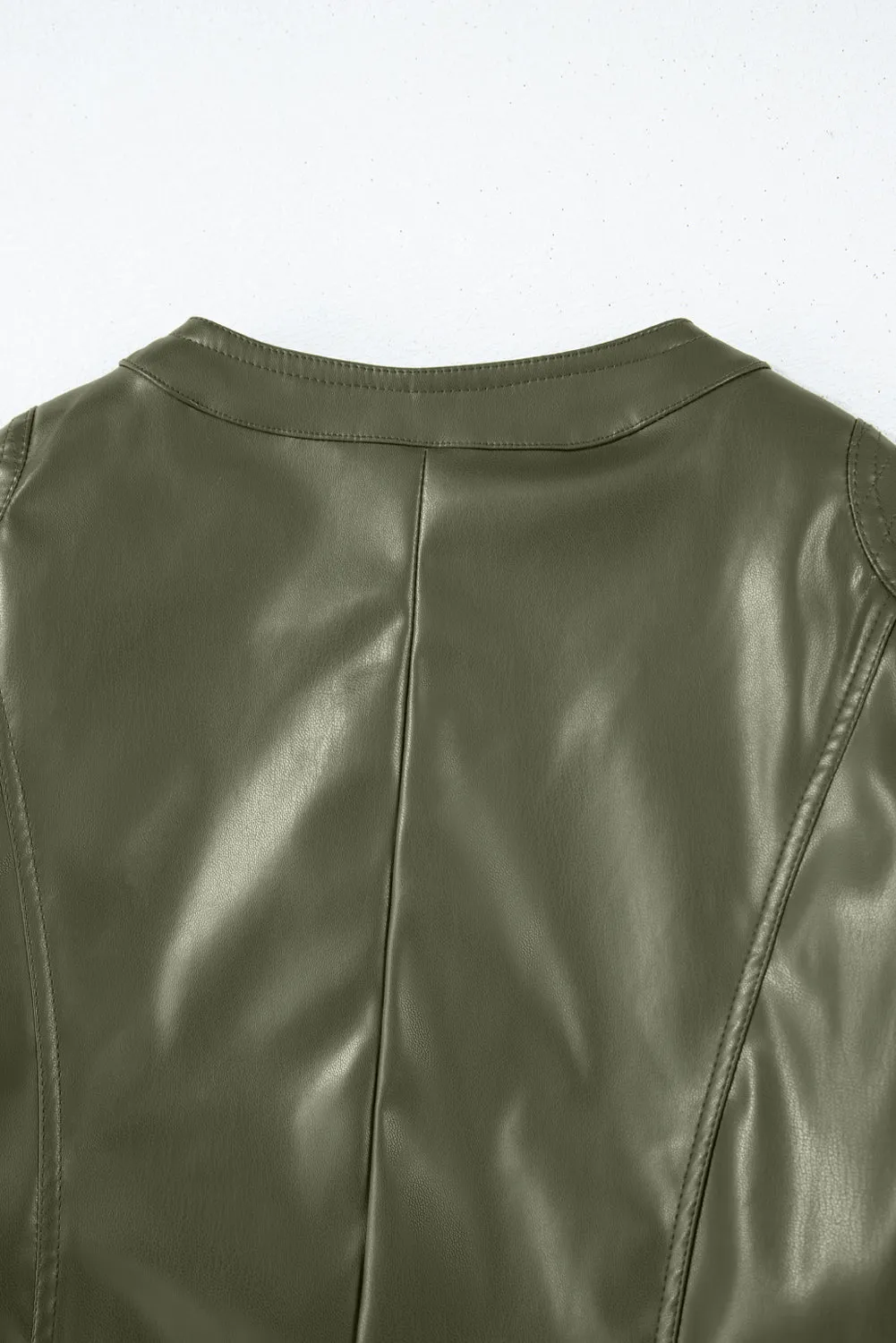 KaleaBoutique Solid Faux Leather Zipper Slim Fit Bomber Jacket
