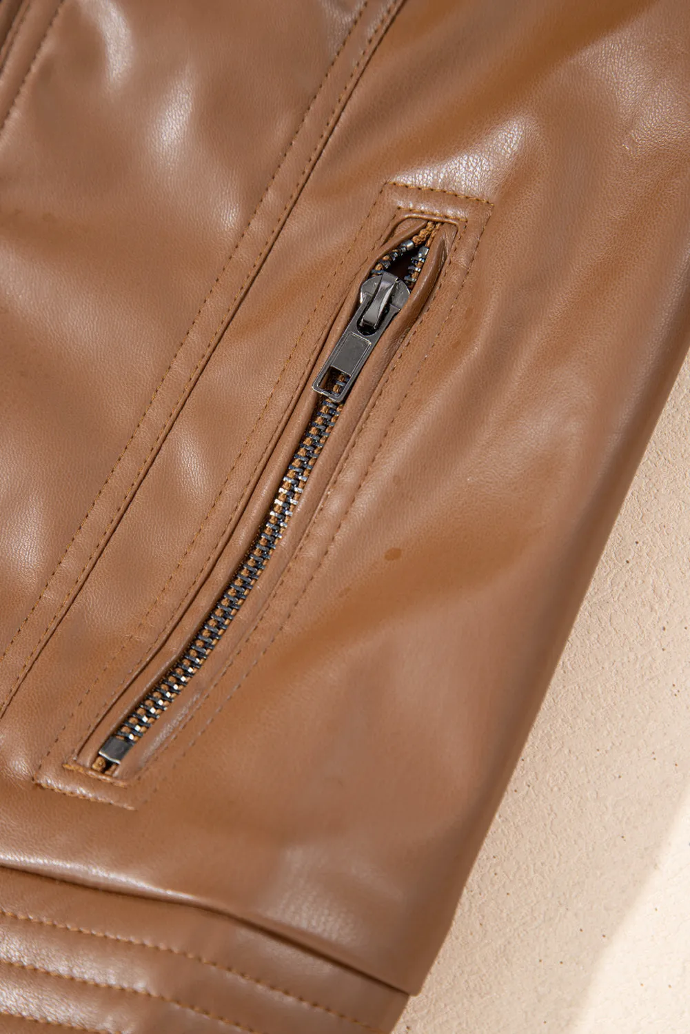KaleaBoutique Solid Faux Leather Zipper Slim Fit Bomber Jacket
