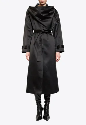 Kelly Satin Trench Coat with Wrap-Panel