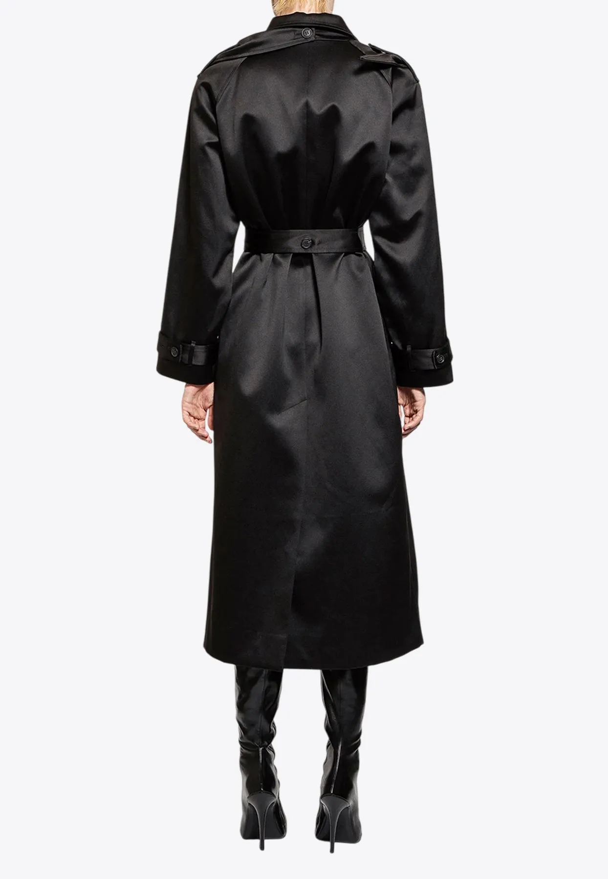 Kelly Satin Trench Coat with Wrap-Panel