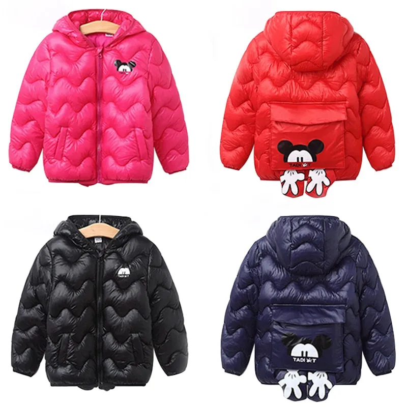 Kids Mickey Down Coats Boys Girls Winter Parkas