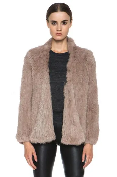 Knitted natural rabbit fur coat women 2018 new winter casual long sleeve dense thick loose outerwear coat jacket Real Fur Coat