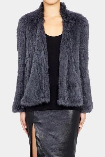 Knitted natural rabbit fur coat women 2018 new winter casual long sleeve dense thick loose outerwear coat jacket Real Fur Coat