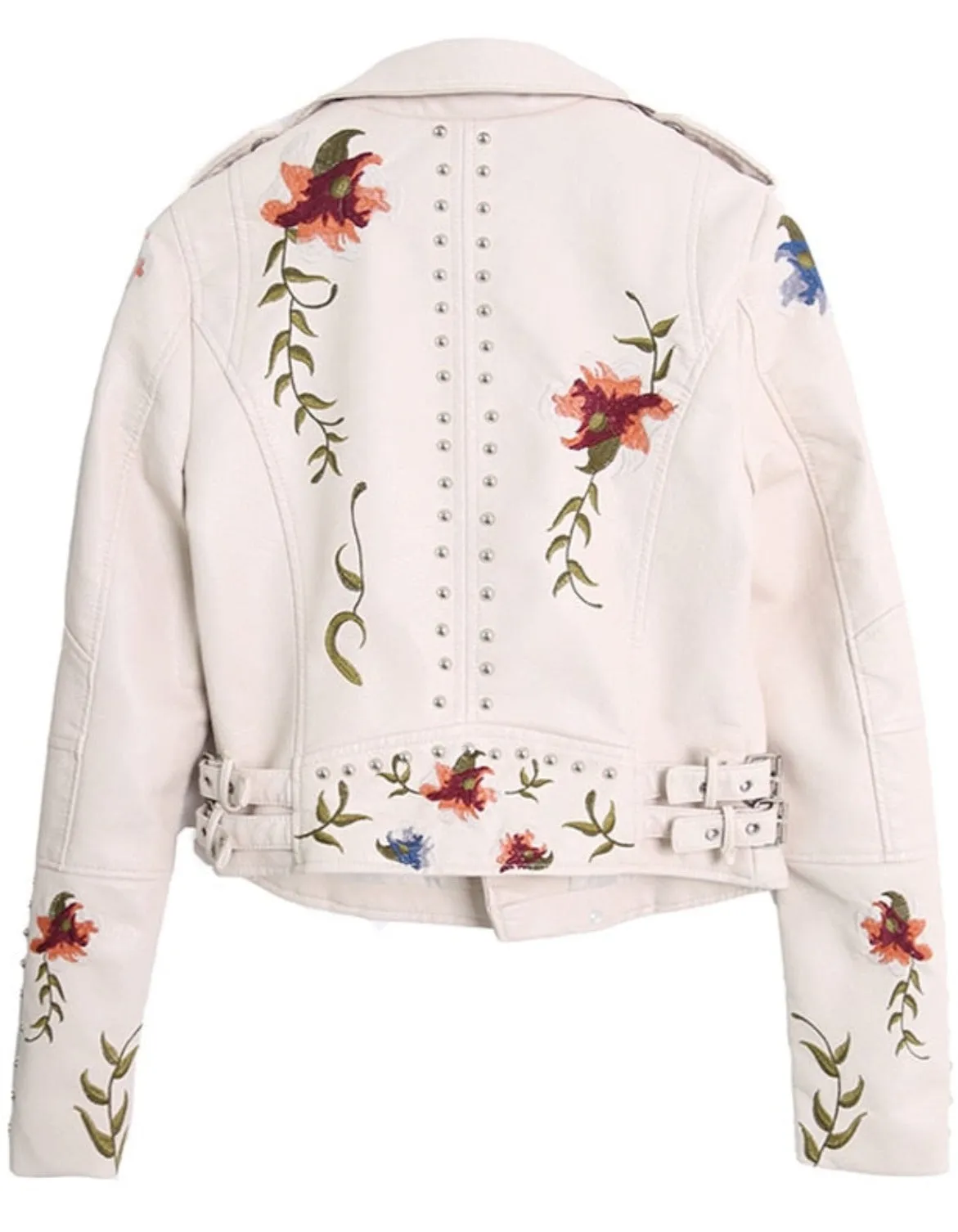 Ladies Floral Soft Faux Leather Jacket