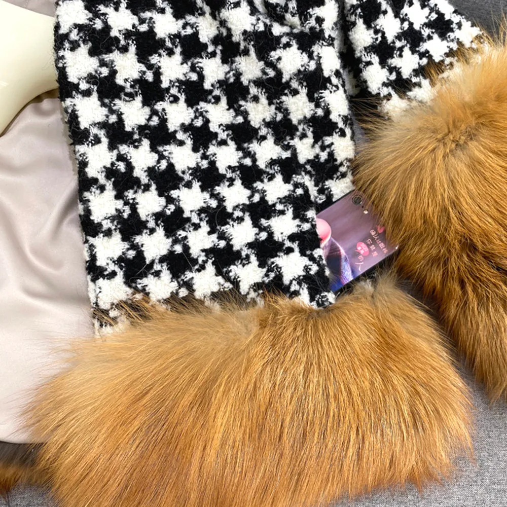 Lady Real Fur Jackets Winter Wool Coats Red Fox Women Coat