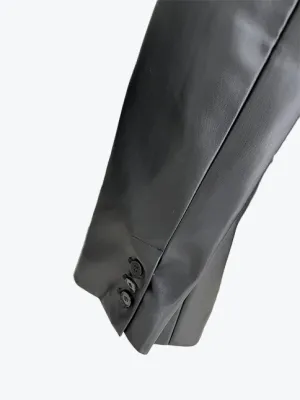 Lapel Single-Button Faux Leather Blazer
