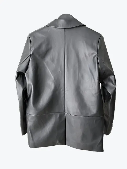 Lapel Single-Button Faux Leather Blazer