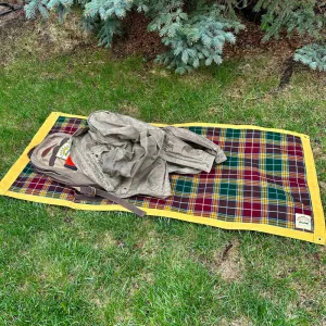 Large Waxed Canvas and Tartan Wool Lined Bushcraft Ground Cloth