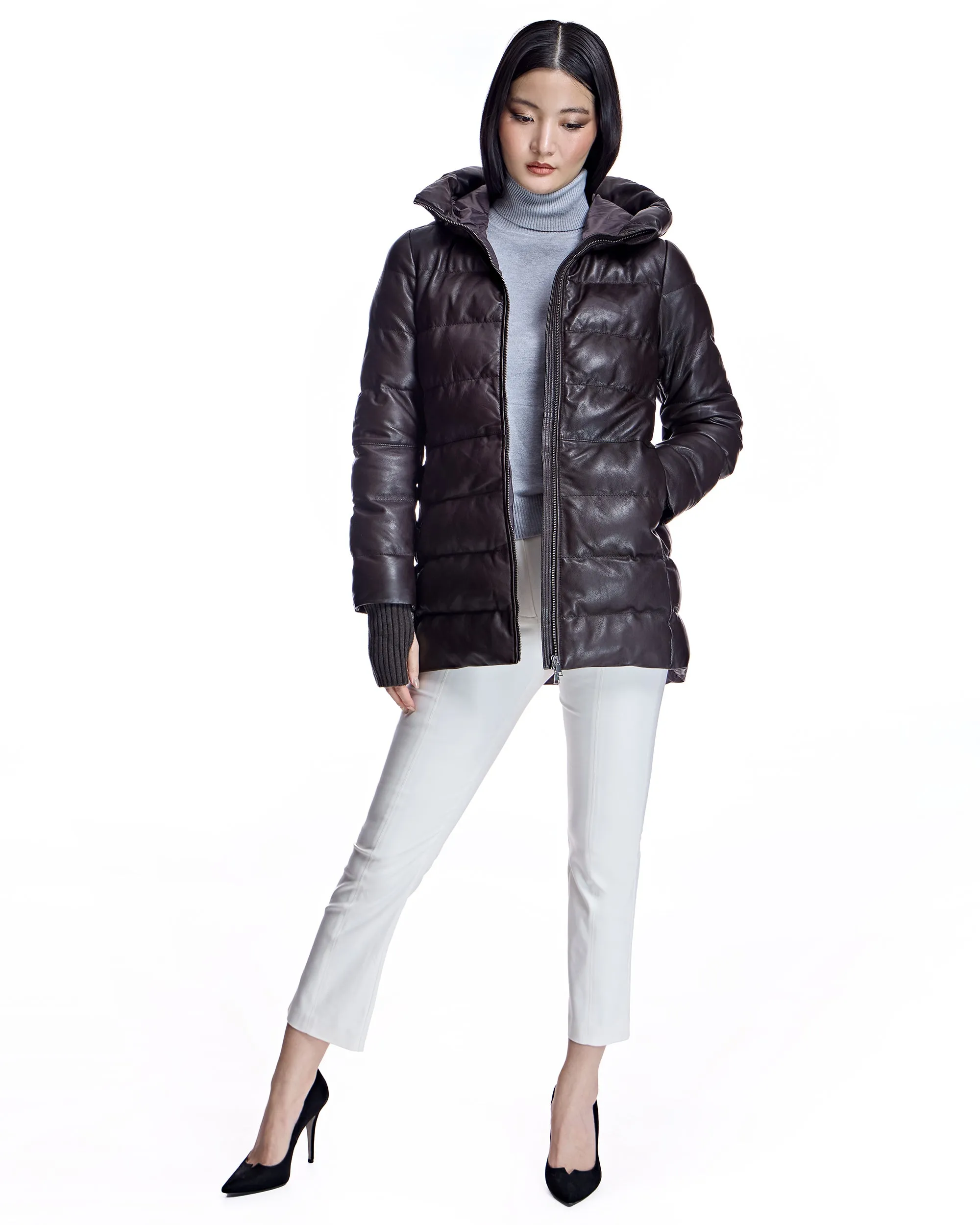 Leather Down-filled Jacket