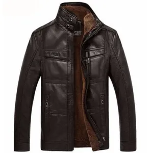 Leather Jacket Men Coats 5XL Brand High Quality PU Outerwear Men Business Winter Faux Fur Male Jacket Fleece EDA113