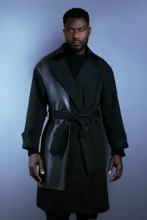 Leather Paneled Trench Coat