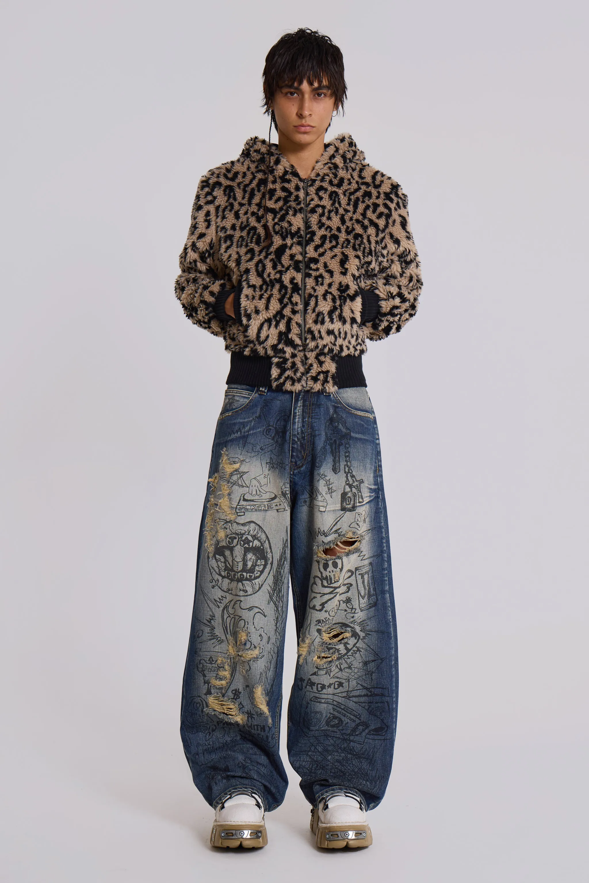 Leopard Faux Fur Hooded Jacket