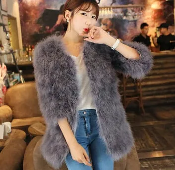 LET-SETTING hot sale new winter coat fur coat Ostrich hair in women Slim plus size coat fur coat