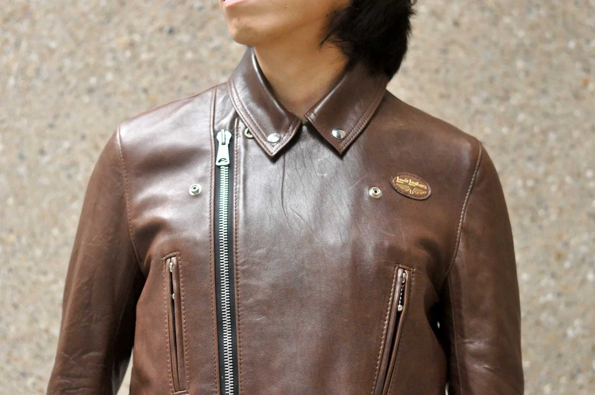 Lewis Leathers Dark Brown Sheepskin ‘Lightning' 402T Jacket (Tight fit)