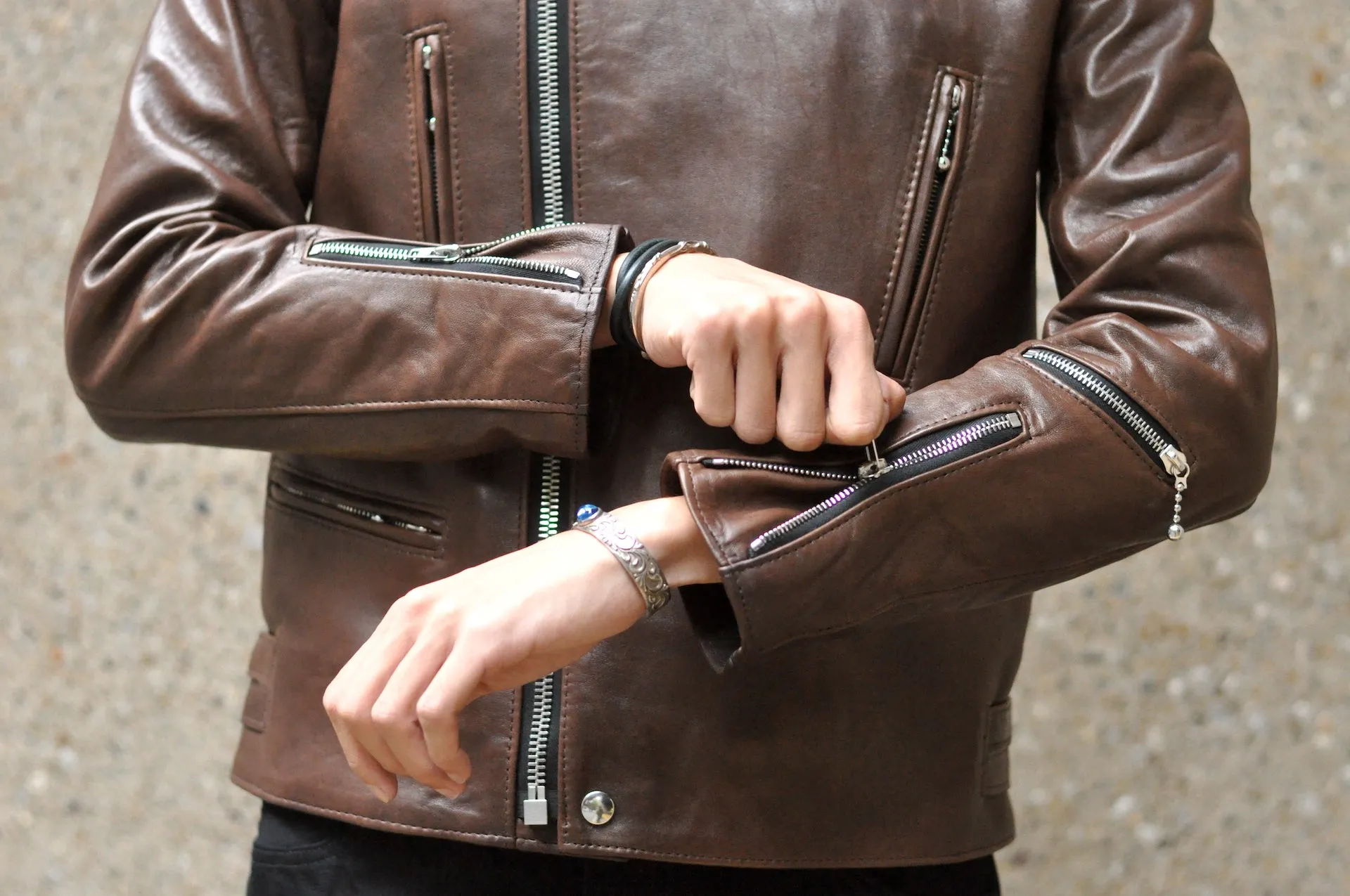 Lewis Leathers Dark Brown Sheepskin ‘Lightning' 402T Jacket (Tight fit)