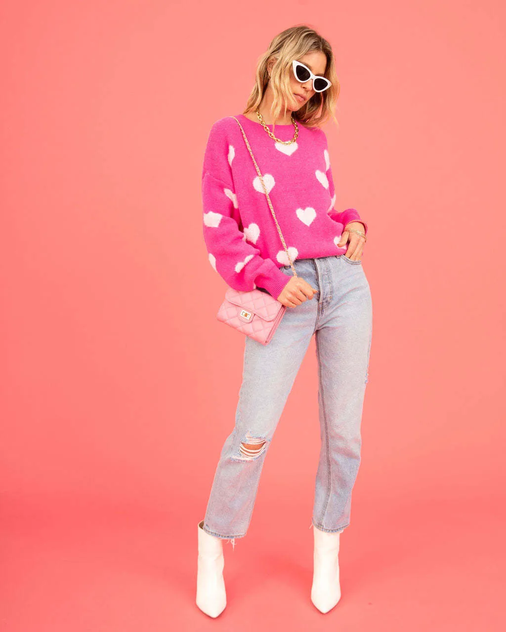 Like a Sweetheart Women's holiday Christmas Crew Neck Sweater | Colorblock Sweater | Sweater Top
