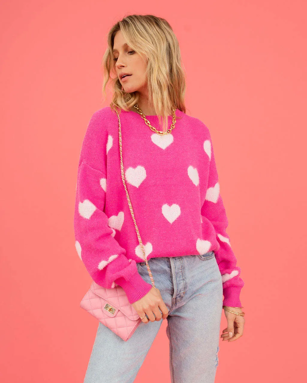 Like a Sweetheart Women's holiday Christmas Crew Neck Sweater | Colorblock Sweater | Sweater Top