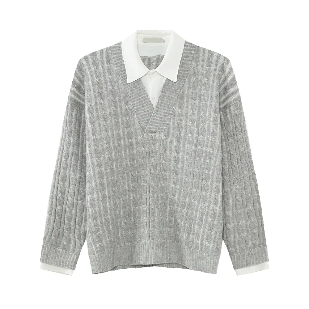 Loose Fit Lapel Sweater