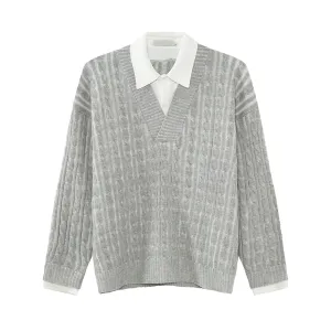 Loose Fit Lapel Sweater