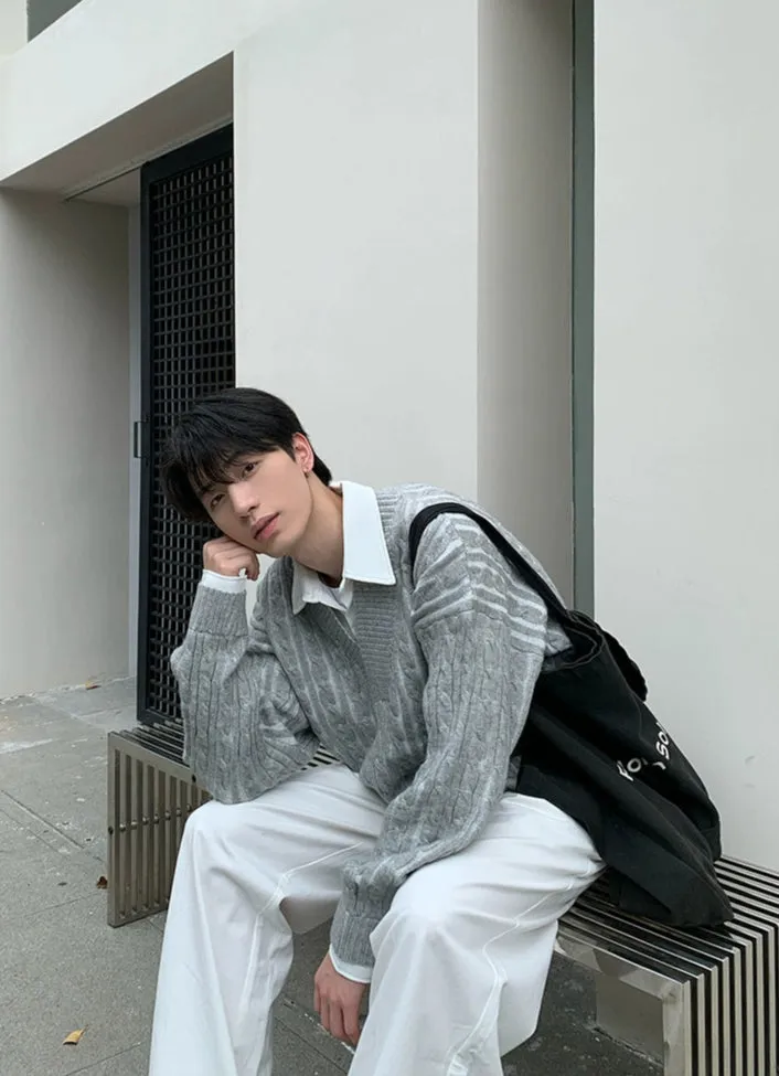 Loose Fit Lapel Sweater