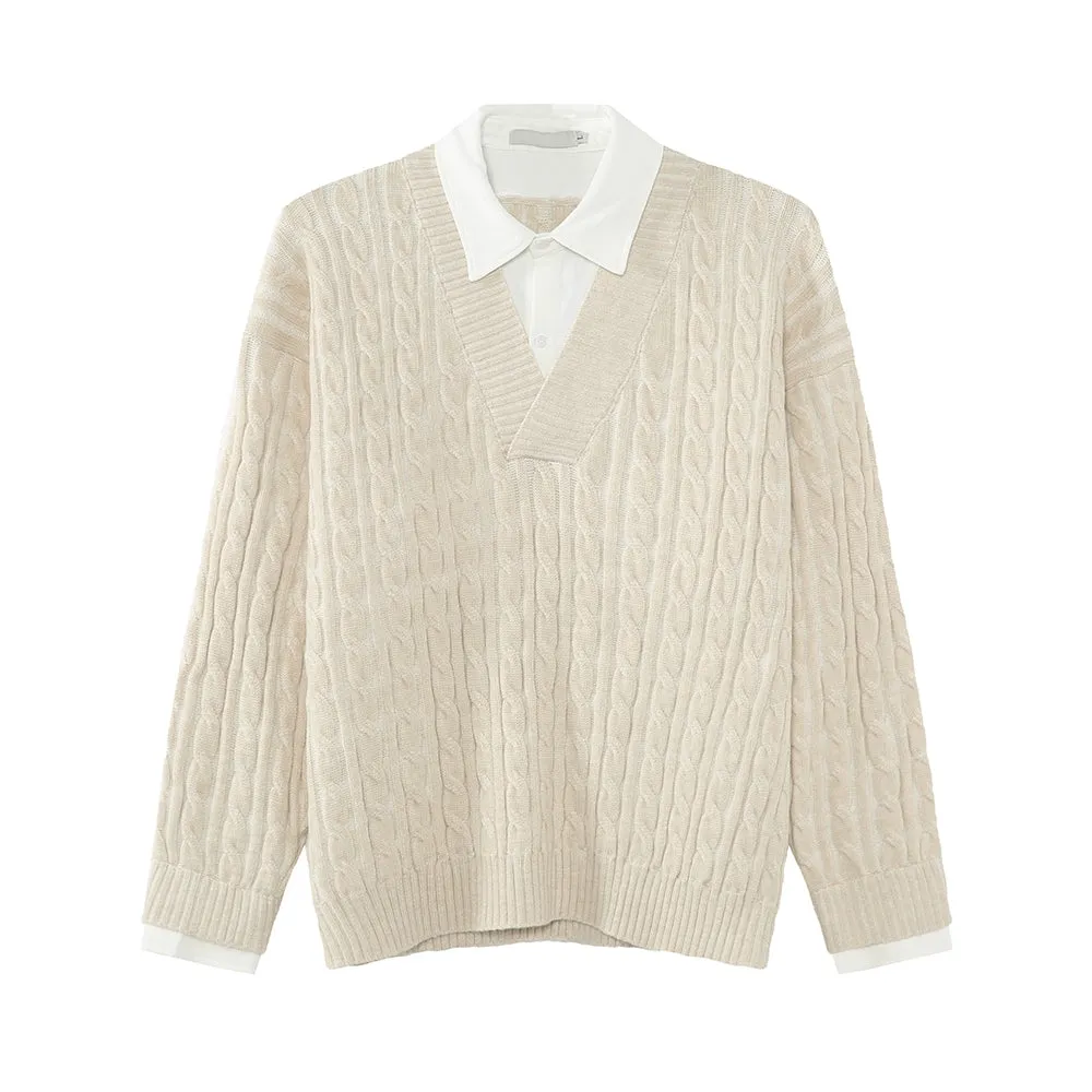 Loose Fit Lapel Sweater