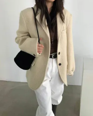 LORNE ANGORA BLAZER  IVORY