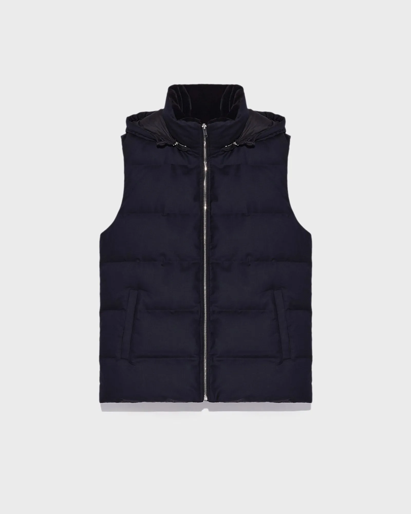 Loro Piana fabric down gilet with mink fur collar